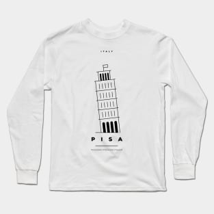 Pisa Minimal Black Line Design Long Sleeve T-Shirt